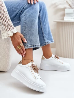 Dámské Tenisky Na Platformě S Motýlem Bílo-Zlaté Naritevia