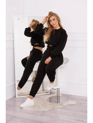 Zateplená souprava s krátkou mikinou černá Zateplená souprava s krátkou mikinou černá