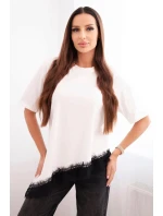 Dámská asymetrická bavlněná blůza s krajkou dole černá