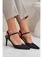 Ozdobené Lodičky S Otevřenou Patou Černé Nanadra