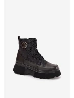 Kožené dámské kotníčková na platformě s nápisy a ozdobným detailem Artiker 57C2273 Černé Kožené dámské kotníčková na platformě s nápisy a ozdobným detailem Artiker 57C2273 Černé