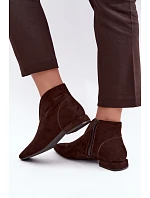 Nízké kotníkové boty s výřezem na zip Ploché podpatky Čokoládové Canella Nízké kotníkové boty s výřezem na zip Ploché podpatky Čokoládové Canella