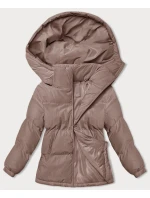 Tmavě béžová dámská zimní bunda s kapucí (5M3169-84) Tmavě béžová dámská zimní bunda s kapucí (5M3169-84)