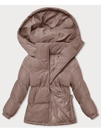 Tmavě béžová dámská zimní bunda s kapucí (5M3169-84) Tmavě béžová dámská zimní bunda s kapucí (5M3169-84)