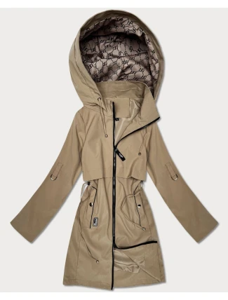 Prosta kurtka damska na podszewce Goodlookin piaskowa (KK60409-4#)