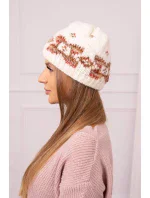 Dámská čepice Otylia K387 ecru+red Dámská čepice Otylia K387 ecru+red