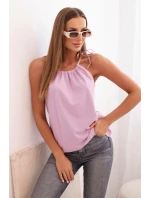 Dámská bavlněná tílko s uvázáním u krku fialová