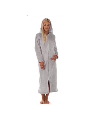 Dámská župan dlouhý s kapucí a se zipem SIENA 3656  9151 Světle šedá - Vestis