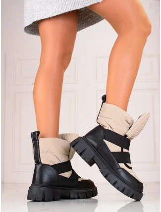 Moderní hnědé sněhule dámské bez podpatku Moderní hnědé sněhule dámské bez podpatku