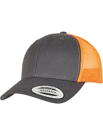 Flexfit 6606/6606T 6 panelová vintage kšiltovka "Trucker" 55.6606 charcoal/neon orange