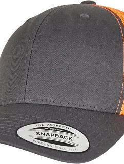 Flexfit 6606/6606T 6 panelová vintage kšiltovka "Trucker" 55.6606 charcoal/neon orange