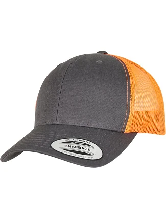 Flexfit 6606/6606T 6 panelová vintage kšiltovka "Trucker" 55.6606 charcoal/neon orange