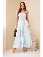 Dámské viskózové šaty s elastickým vrškem modrá