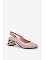 Dámské sandály na podpatku se špičatými špičkami Vinceza 62217 špinavě růžové