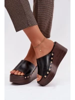 Dámské sandály na platformě a platformě se zlatými sponami Černé Farinelle