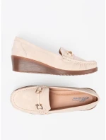 Praktické  mokasíny dámské hnědé na širokém podpatku