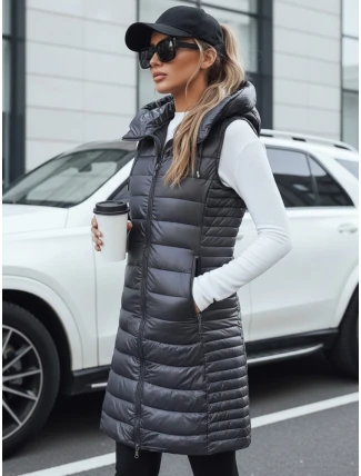 Dámská prošívaná vesta s kapucí šedá FashionStreet TY5254 Dámská prošívaná vesta s kapucí šedá FashionStreet TY5254