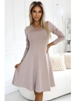 567-1 Pohodlné trapézové šaty s dlouhými rukávy - BEACH