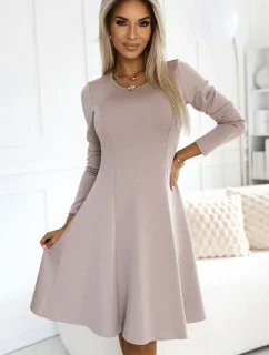 567-1 Pohodlné trapézové šaty s dlouhými rukávy - BEACH