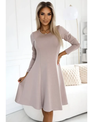 567-1 Pohodlné trapézové šaty s dlouhými rukávy - BEACH