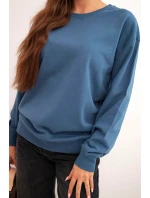 Dámská mikina z bavlny s kulatým výstřihem basic modrá