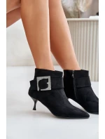 Dámské botky na jehlovém podpatku s ozdobnou sponou černé Nirilis