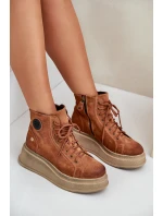 Semišové Boty Na Masivní Platformě Maciejka 06309-29 Hnědé