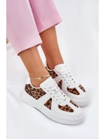 Dámské tenisky s leopardím vzorem na platformě bílé Nativira