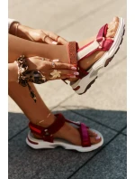 Dámské sandály na suchý zip D.Franklin DFSH406003 bordové