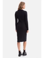 B307 Pletené tužkové šaty - černé