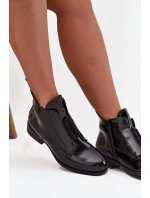 Lakované dámské botky S.Barski – černé, zateplené, s ozdobným detailem Lakované dámské botky S.Barski – černé, zateplené, s ozdobným detailem