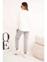 Dámská souprava máslová s kontrastní kapsou šedá