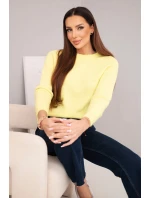 Svetr dámský z baby alpaky s dlouhým rukávem citronový