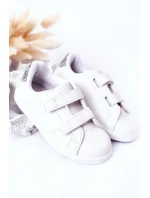 Dětské Tenisky Se Suchým Zipem Bíle-Stříbrné Cute Girl Dětské Tenisky Se Suchým Zipem Bíle-Stříbrné Cute Girl