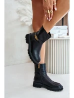 Kožené dámské boty s páskem zateplené GOE OO2N4150 Černé
