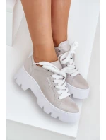 Tenisky Sportovní Boty Na Platformě CheBello 4632 Stříbrné