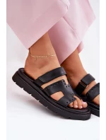 Dámské Pantofle Z Přírodní Kůže Na Platformě Zazoo 40440 Černé