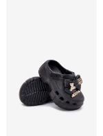 Dětské Sandály Dívčí Pěnové S Mašlí A Dekoracemi Černé Selvana