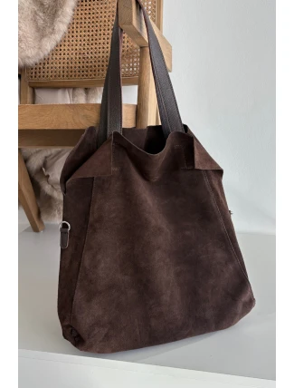 Semišová taška shopper čokoládová Miraya