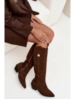 Kožené semišové kozačky cowboyové zateplené Zazoo 4224 čokoládové Kožené semišové kozačky cowboyové zateplené Zazoo 4224 čokoládové