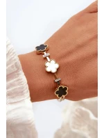 Dámský náramek s květinami, nerezová ocel, zlatá