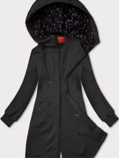 Dlouhá dámská rozepínací mikina v grafitové barvě s kapucí LHD (AMG-693A)