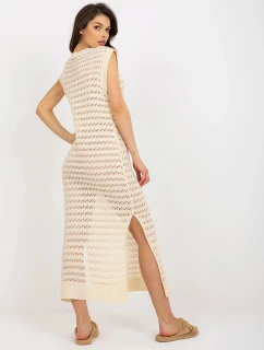 Béžové dámské plážové ažurové šaty (9003)