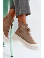 Dámské Ponožkové Nazouvací Botky Hnědé Solime