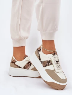 Dámské Tenisky Na Masivní Platformě Zvířecí Vzor Béžové Telanila