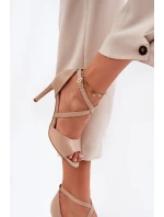 Sandály S Propletenými Popruhy Na Jehlách Sergio Leone SK432 Tmavě Béžové