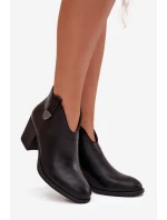Zateplené dámské kotníkové boty na podpatku z ekokůže černé Talienne