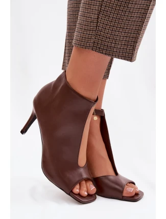 Dámské sandály na podpatku čokoládové Helira