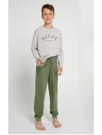 Chlapecké pyžamo 3090 SAMMY Světle béžová s tmavě zelenou - Taro Chlapecké pyžamo 3090 SAMMY Světle béžová s tmavě zelenou - Taro