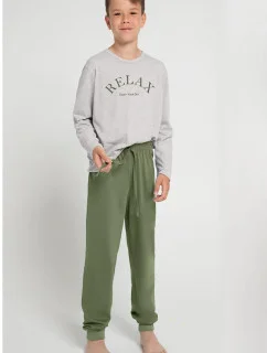 Chlapecké pyžamo 3090 SAMMY Světle béžová s tmavě zelenou - Taro